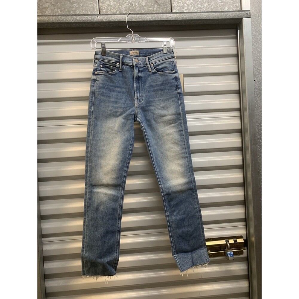 NWT MOTHER Sz 26 x 27 THE MID RISE DAZZLER ANKLE FRAY Riding The Cliffside